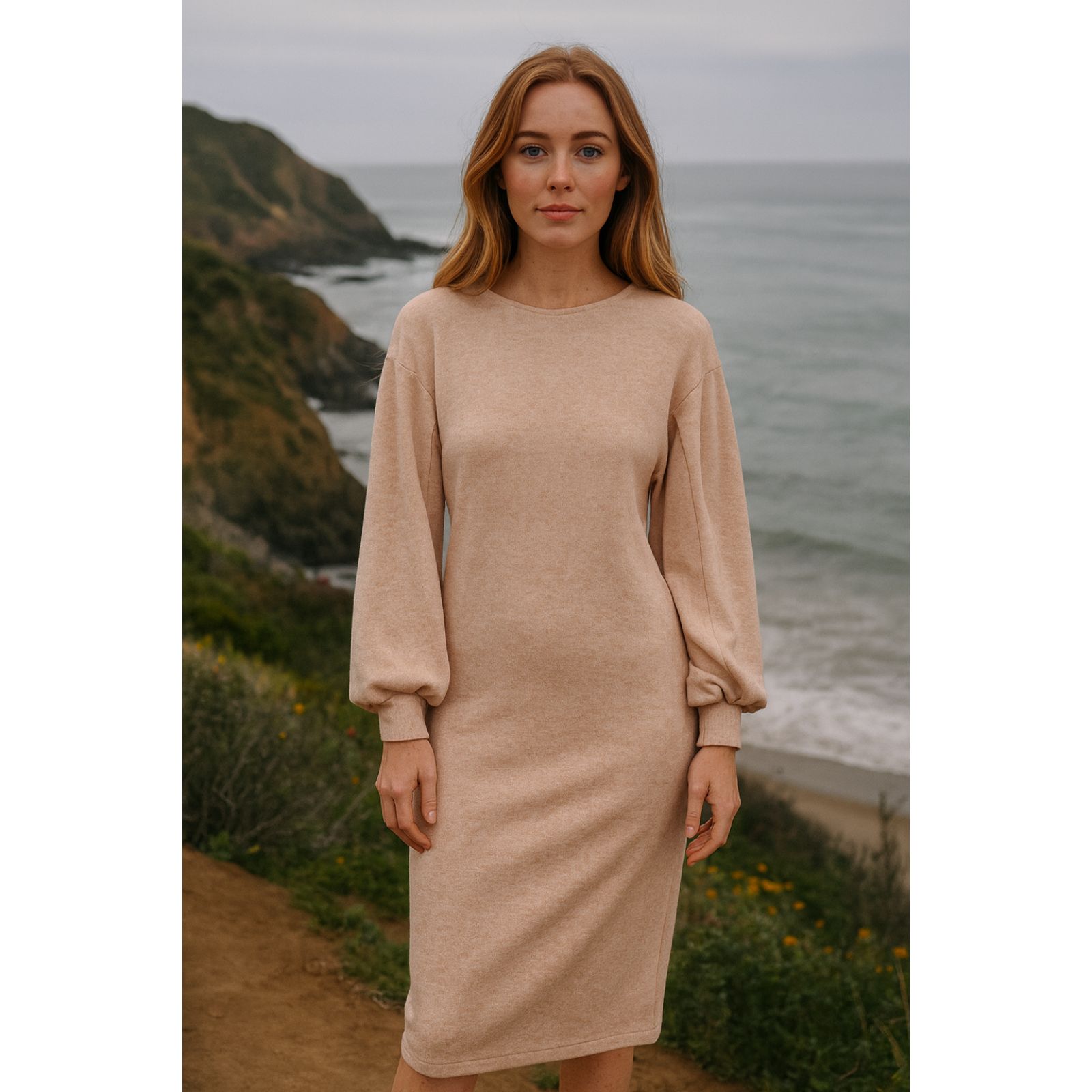 Nwt Black Halo Pink Champagne Long Sleeve Mid Knit Dress Women's Size 2